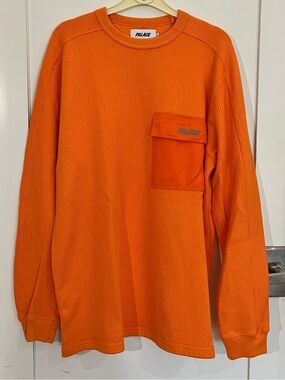 Palace Skateboards "Patch Pocket Ribber" L/S Tee Orange Men's Size XL